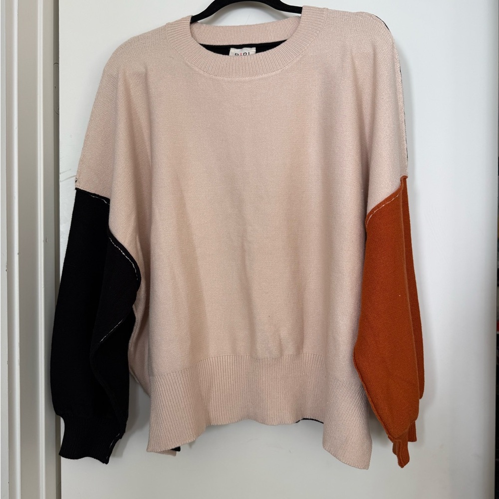 BiBi Oversized Soft Knit Sweater in Cream and Black